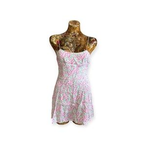 Zara dress mini pink blue floral spaghetti straps Small